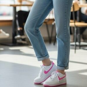 Nike Air Force 1 White and Pink Low-Top Sneakers kids size 5.5 or Women’s size 7